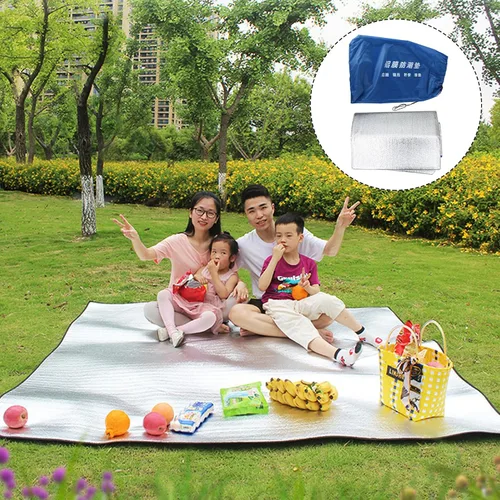 Miniatura 6 de Alfombra de camping al aire libre Película de aluminio Manta para dormir Cojín de picnic Cojín plegable ligero para senderismo y tienda de campaña