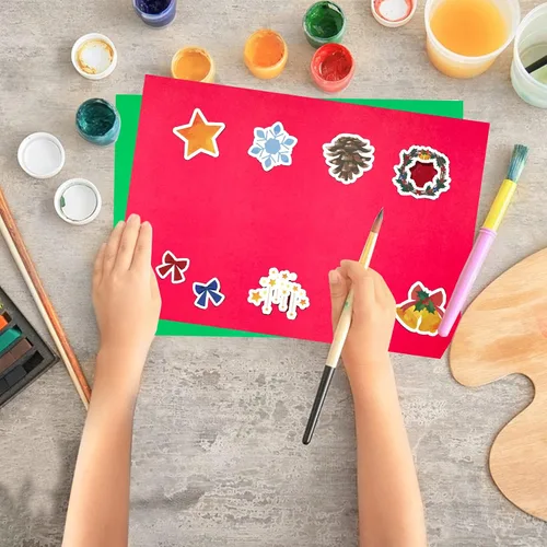 Miniatura 7 de 100 piezas de papel grueso de cartulina de Navidad, papel de cartulina A4 rojo y verde de 70 libras, papel de cartulina imprimible de grosor medio