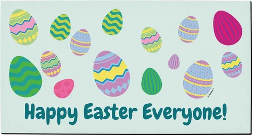 Miniatura 4 de Tapete de bienvenida al aire libre de Pascua clásico con patrón de huevo de Pascua personalizado para interiores Huevos - Personalizado