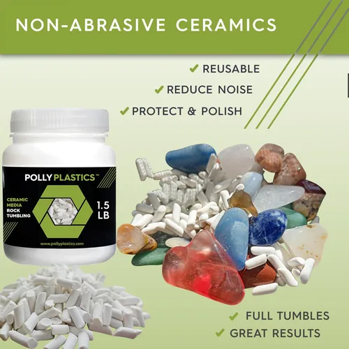 Miniatura 3 de Polly Plastics Medios de Relleno Cerámicos para Pulido de Rocas (Tamaño de Cilindro Pequeño) Gránulos de Cerámica No Abrasivos para Todo Tipo