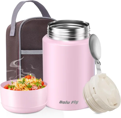 Miniatura 10 de Contenedor de alimentos aislado de 18 onzas con cuchara y bolsa aislada, termo de sopa para alimentos calientes, retención de calor de 10 horas