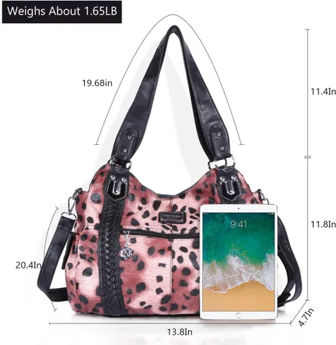 Miniatura 89 de Angel Barcelo - Bolsa de hombro amplia para mujer, diseño Hobo, cuero lavado