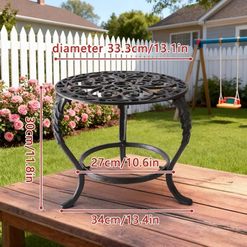 Miniatura 10 de Notakia Soporte para plantas para interiores y exteriores, mesa de hierro fundido resistente para patio y jardín, estante alto de metal decorativo