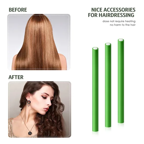 Miniatura 4 de WILLBOND 60 Piezas Varillas Rizadoras Flexibles Rulos Rizadores Rodillos Twist Flexi Sin Calor Varillas Rodillos para Cabello Largo Corto Mujeres