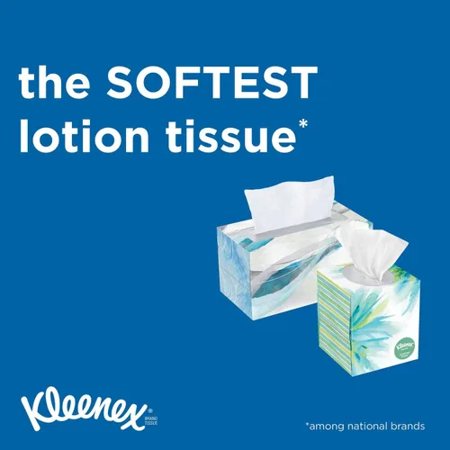 Miniatura 2 de Kleenex Loción calmante para pañuelos faciales con aloe y vitamina E, caja de cubos, 1,170 pañuelos por caja de cubos, 1 paquete