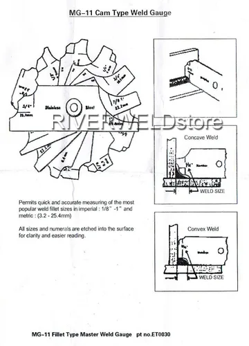 Miniatura 5 de RIVERWELD Juego de Calibradores de Soldadura de Filete de 7 Piezas Calibrador MG-11 Rl Calibradores de Profundidad Prueba de Inspección de Soldadura