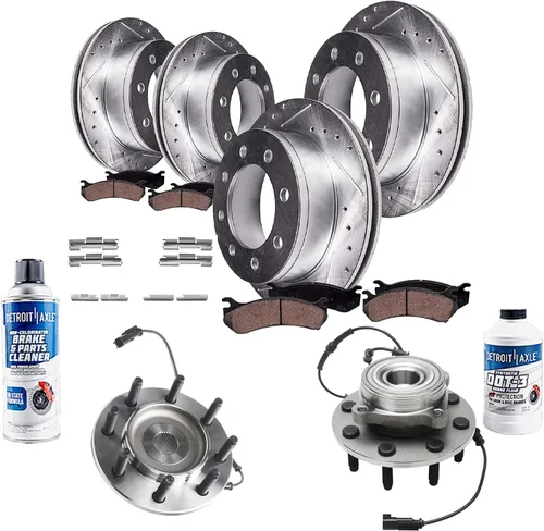 Miniatura 61 de Detroit Axle - Kit de freno delantero para Ford Explorer Mercury Mountaineer 2002-2005 Bujes de rodamiento de rueda perforados y ranurados rotores