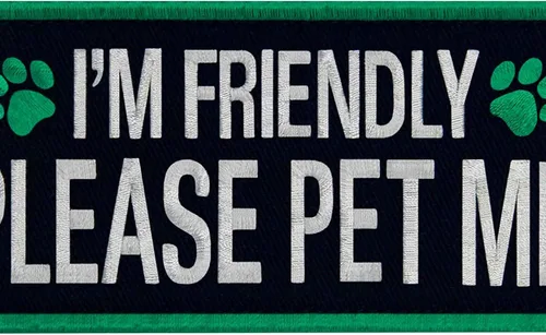 Miniatura 2 de TailWag Planet Service Dog I'm Friendly Please Pet Me Parche Bordado Chaleco/Arneses Insignia de Gancho y Bucle Emblema