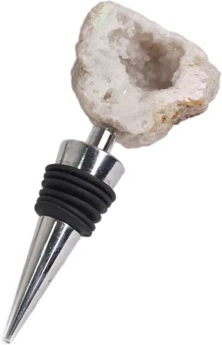 Miniatura 8 de AMOYSTONE Tapón para botella de vino de pirita natural con sello de aleación hermético para decoración de bar de cocina, adorno de estante de piedra