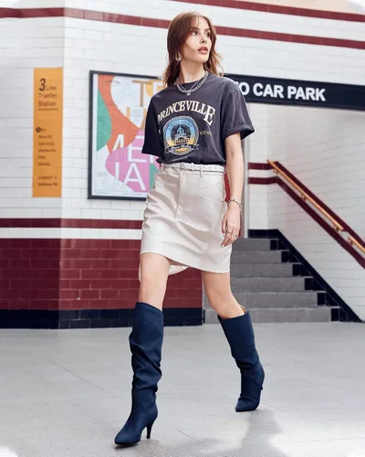 Miniatura 3 de Coutgo Botas altas hasta la rodilla para mujer, con tacón ancho de pantorrilla, puntera puntiaguda, botas largas para invierno