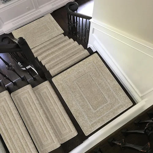 Miniatura 9 de PURE ERA Bullnose - Juego de peldaños de alfombra para escaleras, sin cinta, antideslizantes, protectores de escaleras para interiores, alfombras
