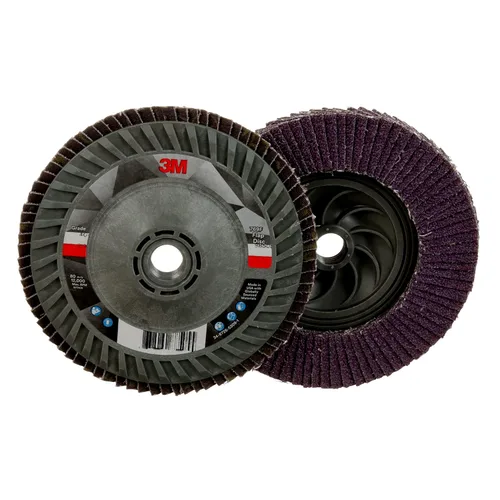 Miniatura 18 de 3M Disco de Solapa 769F, Tipo 27, 80+, 4-1/2 in x 7/8 in, Abrasivo de Alto Rendimiento, Disco de Rectificado y Acabado de Grano Cerámico