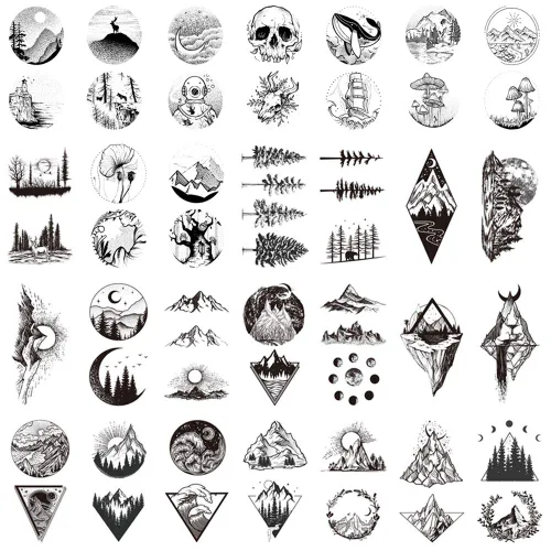 Miniatura 5 de GLARYYEARS Más de 150 tatuajes temporales negros pequeños, tatuajes de manos y rostros, para hombres y mujeres, diseño de serpiente, diseño
