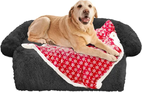 Miniatura 61 de Cama calmante para perro, tapete de felpa esponjoso para perros con protector de muebles con funda extraíble lavable para perros y gatos grandes