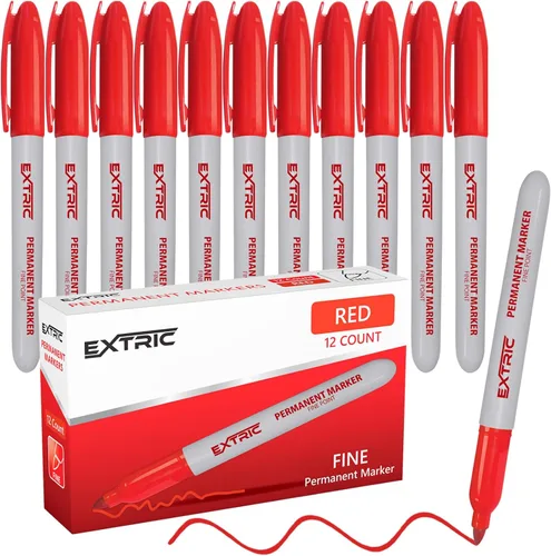 Miniatura 9 de EXTRIC Marcadores permanentes negros, 12 marcadores de punta fina, secado rápido, funciona en madera, papel, plástico, metal y vidrio, para uso