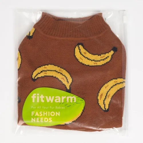 Miniatura 7 de Fitwarm Suéter de plátano para perro, ropa térmica de invierno para perros pequeños, niños y niñas, atuendo para mascotas, marrón, amarillo, XS
