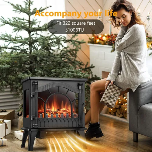Miniatura 5 de Xbeauty Chimenea Eléctrica Independiente de Interior de 23'', Estufa Calentador de Chimenea con Efecto de Llama 3D Realista Ajustable, Protección