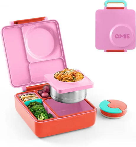 Miniatura 12 de OmieBox Caja de Bento para Niños - Lonchera Bento Aislada con Termo a Prueba de Fugas Aislado al Vacío - 3 Compartimentos, Dos Zonas de Temperatura