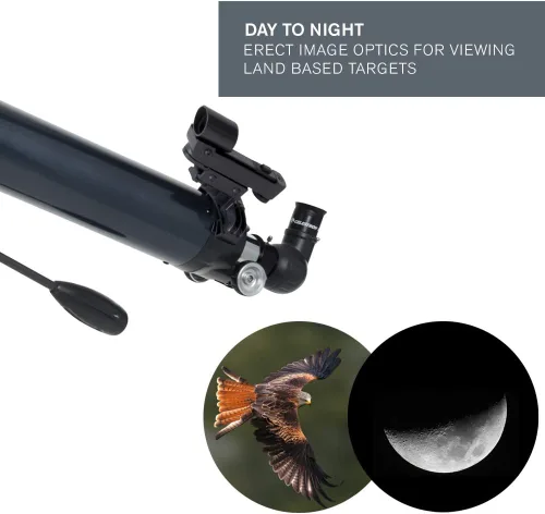 Miniatura 3 de Celestron - Telescopio refractor AstroMaster 90AZ, para principiantes - Óptica de vidrio totalmente recubierta - Trípode de altura ajustable