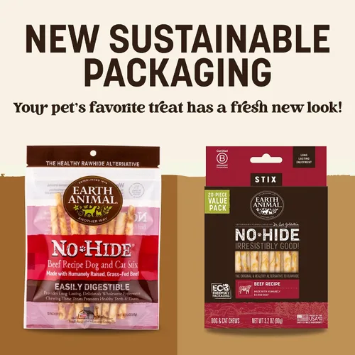 Miniatura 2 de Earth Animal No Hide Stix - Palitos masticables de larga duración sin piel para perros pequeños, libres de cuero, sabor a carne de res - 30