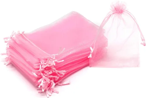 Miniatura 19 de Dealglad 100pcs Drawstring Organza bolsas de joyería caramelo para fiestas, casamientos, regalos Amarillo