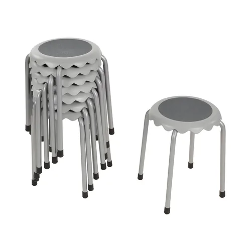 ECR4Kids Juego de taburetes Daisy apilables, asiento flexible, gris claro, 8 piezas