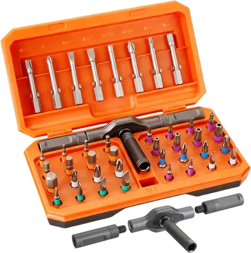 Miniatura 10 de Juego de destornilladores magnéticos 42 en 1, juego de destornilladores de trinquete DIY, accionamiento magnético multi bit con mango de trinquete