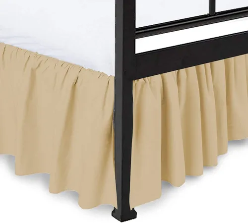 Miniatura 8 de Falda de cama con volantes en las esquinas divididas con plataforma de cobertura de tres caras, tamaño individual, borgoña, 12 pulgadas de caída