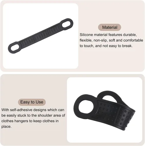 Miniatura 4 de uxcell 100 tiras adhesivas de silicona antideslizantes para colgar ropa para perchas de madera y plástico, color negro (3.94 x 0.47 pulgadas)