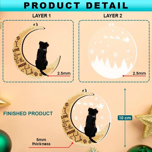 Miniatura 2 de Adornos de Perro Pastor Australiano para Árbol de Navidad, Adorno de Madera y Acrílico de 2 Capas de Pastor Australiano, Decoración Navideña 2025