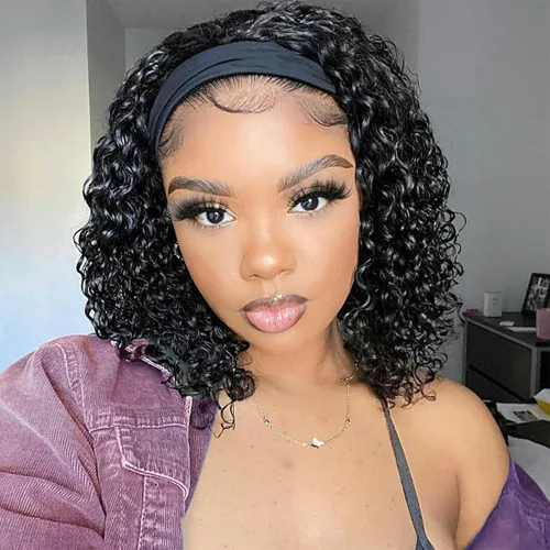 Miniatura 13 de Youngirl Peluca con Diadema de Ondas Profundas Ombré de Cabello Humano #4/27 Pelucas con Diadema Rizadas para Mujeres Negras Cabello Humano Sin