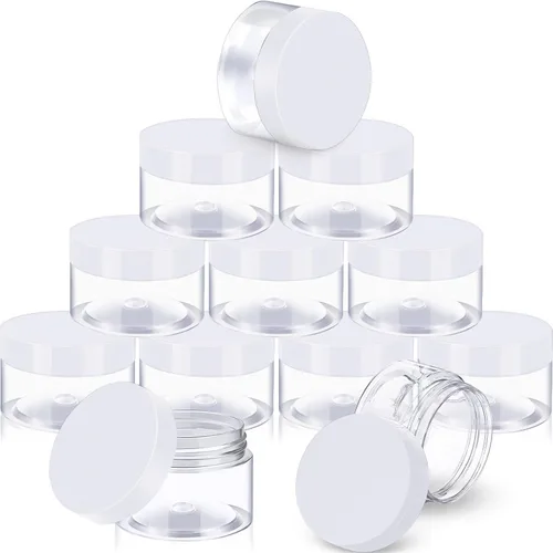 Miniatura 30 de SATINIOR Paquete de 12 frascos de plástico con tapas, frascos redondos para cosméticos de viaje, para artículos de tocador, loción, crema