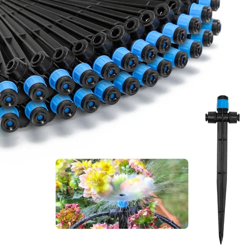 MIXC 20 piezas de emisores de riego por goteo de dos vías de conexión rápida para tubos de riego por goteo de 1/4" - Emisores de goteo ajustables de
