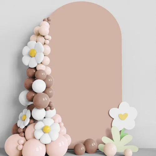 Miniatura 19 de Asee'm Cubierta de arco de boda de 6 pies, color beige, ajustada, cubierta de elastano ajustable de 2 caras, cubierta de fondo para decoración