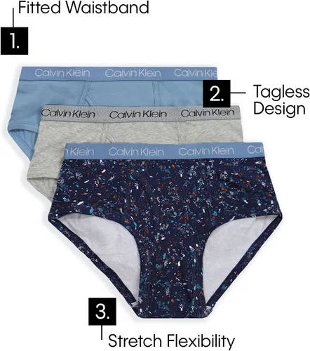 Miniatura 2 de Calvin Klein Paquete de 3 calzoncillos de algodón surtidos para niños pequeños modernos
