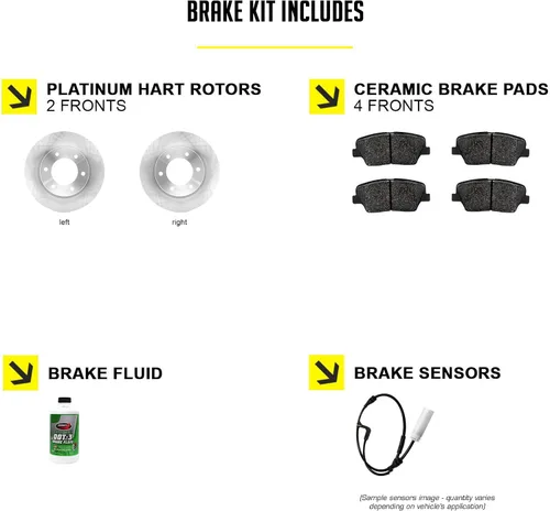 Miniatura 2 de Hart Brakes Kit Frenos y Rotores Delanteros Pastillas de Freno Delanteros Rotores y Pastillas de Freno Pastillas y Rotores de Freno
