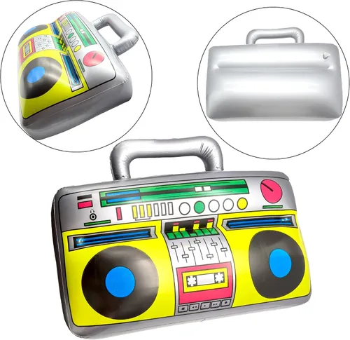 Miniatura 5 de 2 paquetes inflables de radio Boombox y teléfono móvil para fiesta de fotos, recuerdos de fiesta de cumpleaños de los años 80 y 90, música retro