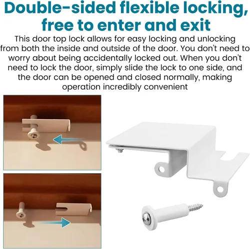 Miniatura 6 de Cerradura superior de puerta de seguridad para niños evita que los niños y mascotas abran la puerta, cerradura de puerta superior para puertas