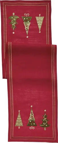 Miniatura 3 de Saro Lifestyle Camino de mesa bordado con diseño de árbol de Navidad, rojo, 16 x 54 pulgadas