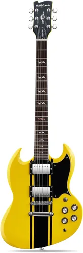 Miniatura 10 de WestCreek RACER - Guitarra eléctrica de cuerpo sólido, guitarra SG, trastes de extremo redondeado, tuerca de hueso, diapasón de palisandro, cuerpo