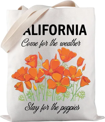 Miniatura 8 de PWHAOO Bolsa de lona de California Poppy de California, bolsa de lona del estado de California, regalo de amapola americana