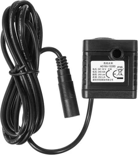 TEHAUX Mini bomba sumergible de 12 V, 380 L/H, bomba de agua ultra silenciosa, bomba de agua portátil para acuario, pecera, estanque, fuente