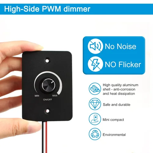 Miniatura 3 de RGBZONE Interruptor de atenuación LED de 12V, 5A 60W, regulador LED para vehículos recreativos, interruptor de atenuación PWM para autocaravanas