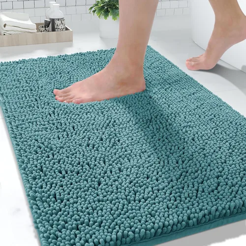 Miniatura 25 de Yimobra Alfombras lavables para baño, alfombra de baño de chenilla súper suave y absorbente para piso y alfombra, alfombra antideslizante de secado