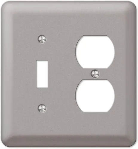 Miniatura 5 de Amerelle Devon Round Corner Single Rocker/Single Duplex Placa de pared de acero en níquel cepillado