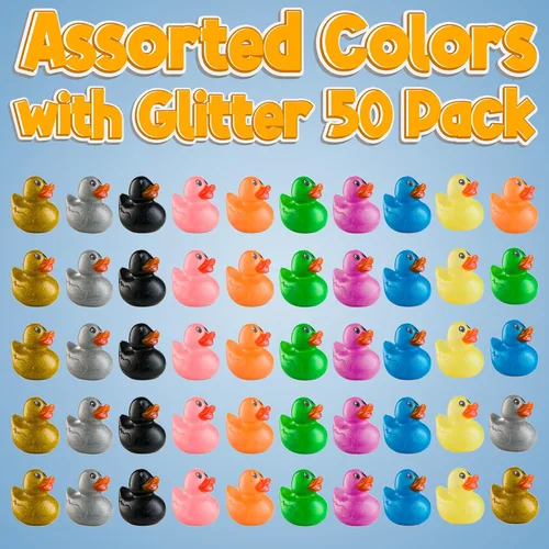 Miniatura 5 de Bedwina Patos de goma con purpurina a granel, patos Jeep para regalos de patitos y cruceros, juguetes de baño para niños, mini patitos de goma