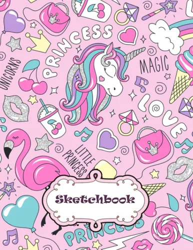 Sketchbook: Cute Unicorn Sketchbook , Blank Sketchbook For Girls, 100 Pages, 8.5" x 11", For Drawing, Sketching & Crayon Coloring (Kids Drawing