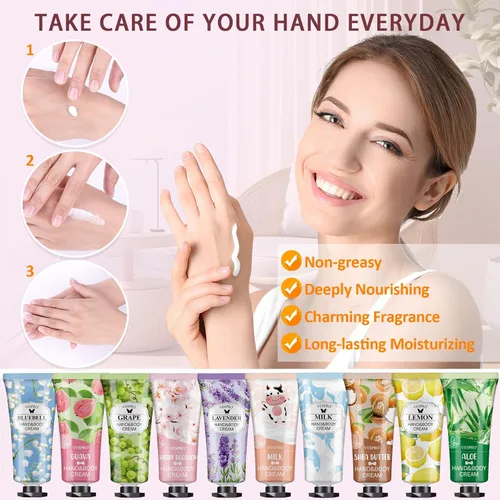 Miniatura 4 de Set de Regalo de Crema de Manos de 12 Piezas, Rellenos para Medias para Mujeres, Loción de Manos a Granel Tamaño de Viaje para Manos Secas