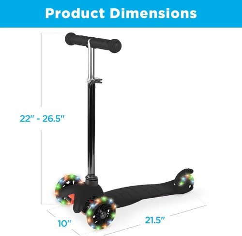 Miniatura 7 de Best Choice Products Patinete Mini para niños con ruedas iluminadas, altura ajustable con barra en T, freno de pie - Negro
