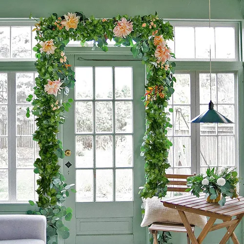 Miniatura 4 de DearHouse 84 pies 12 hebras de hojas de hiedra artificial de plantas colgantes de vid guirnalda de follaje falso, flores de follaje falso, hogar